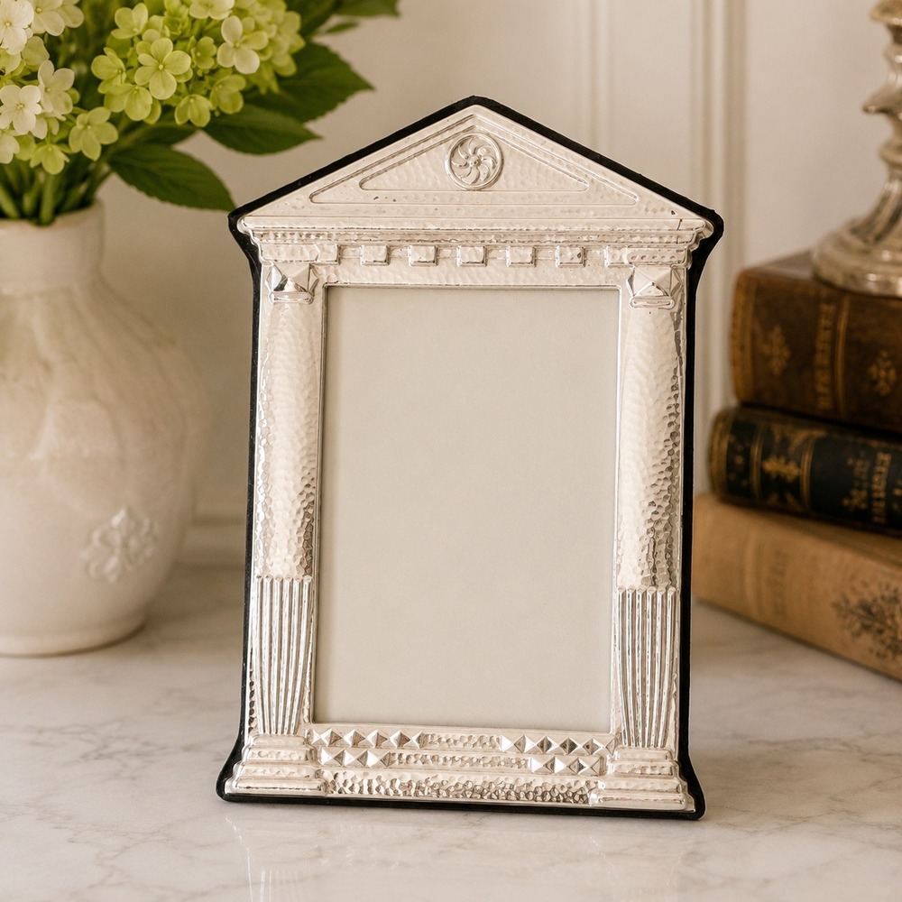 Vintage Silver Plated Photo Frame 5x7 Ornate Architectural Design Neoclassical